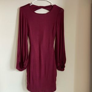 Open back dress with bell sleeves